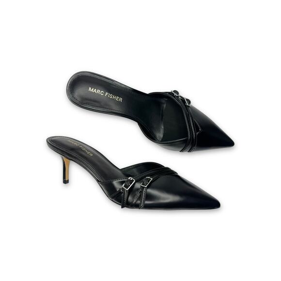 Marc Fisher Shoes - Marc Fisher Women's Amilia Kitten Heel Mule Pumps Size 9 Black Pointed Toe